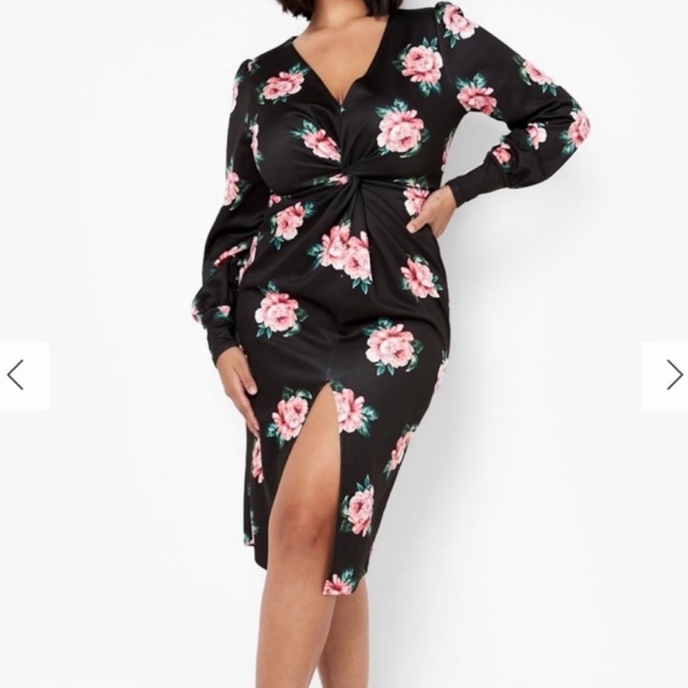 NWT BOOHOO Twist Front Floral Dress